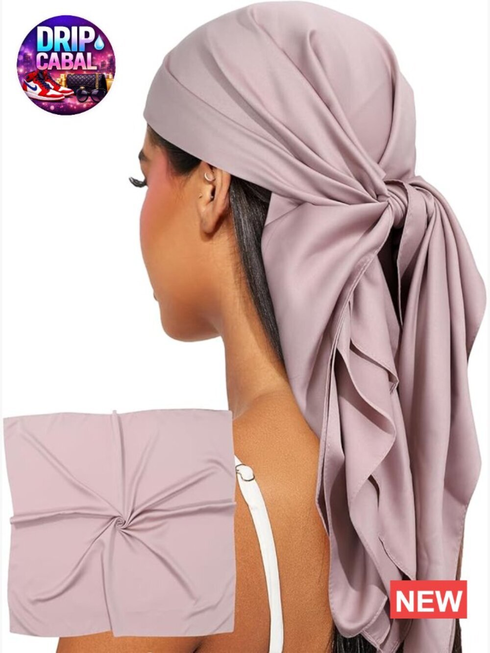 35" Square Satin Scarf, Matte Finish, Multifunctional Headscarf